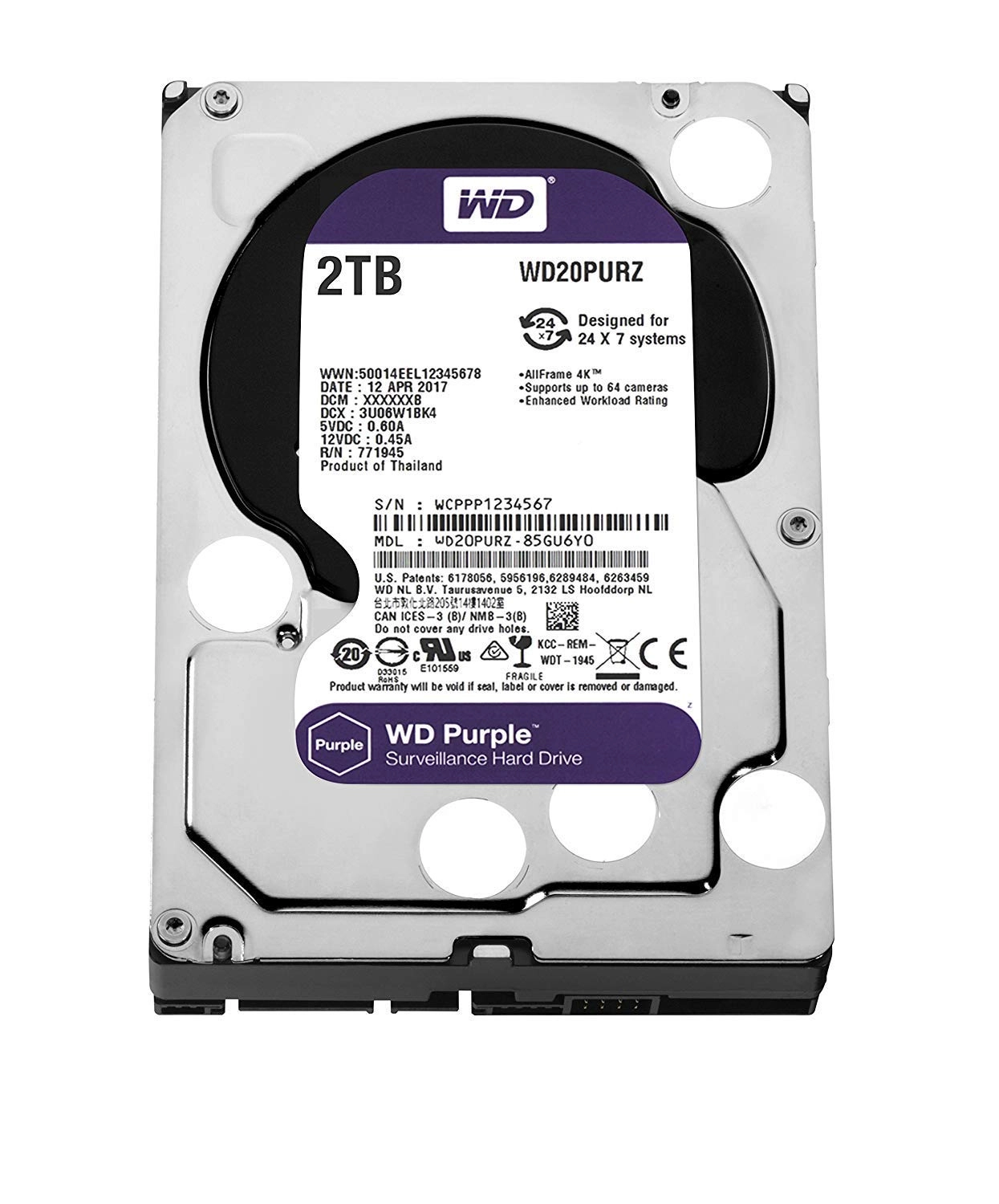 Purple 3.5" 64MB SATA 6Gb/s (WD20PURZ) - 2TB