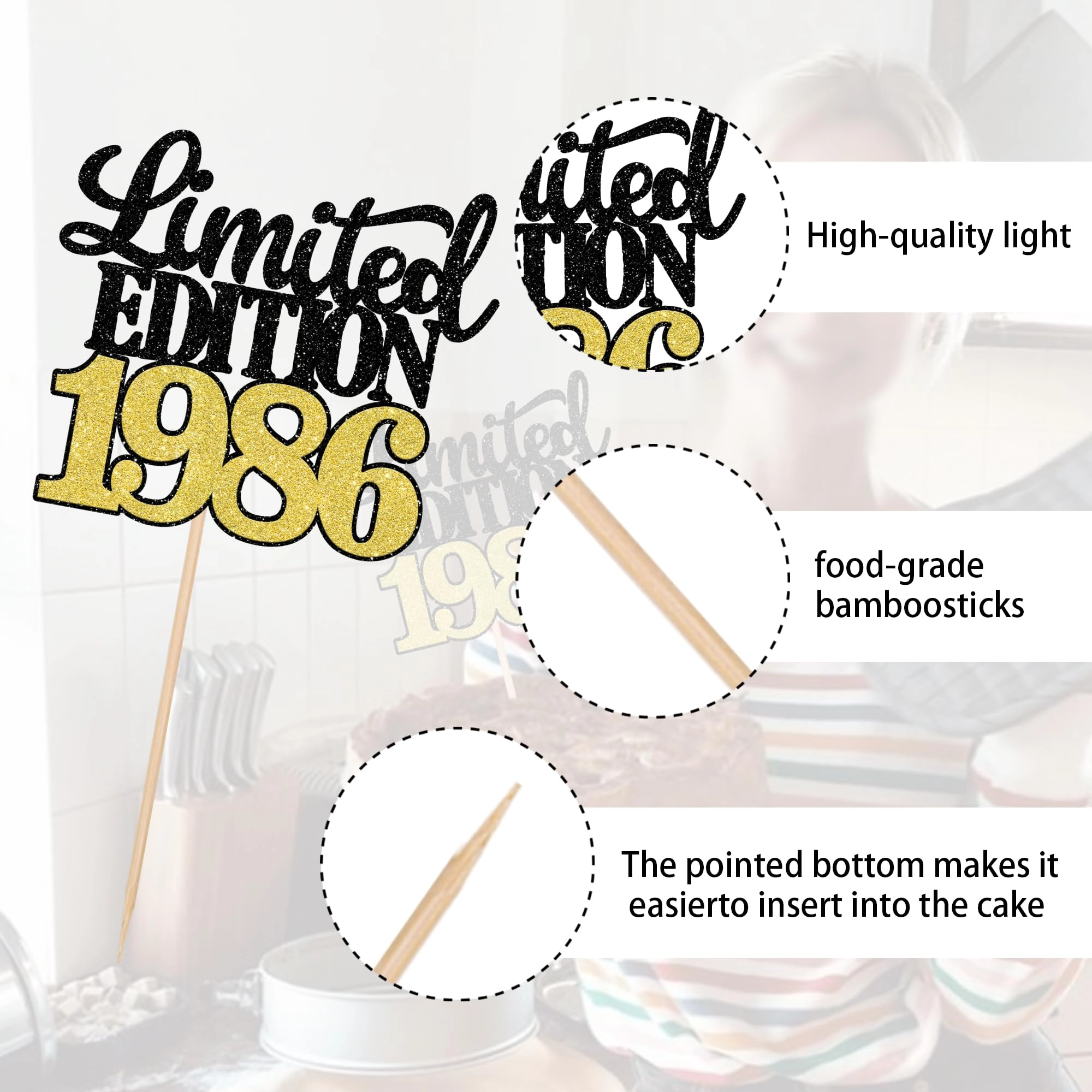 Limited Edition 1986 Cake Topper - 1.0 count Anniversary Birthday