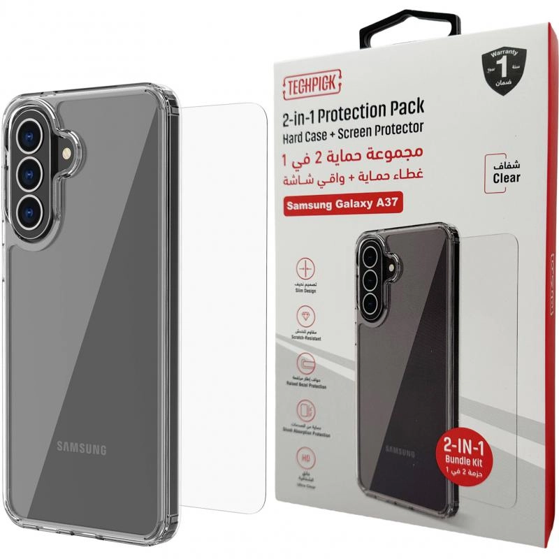 Techpick Clear Case + Tempered Glass - Clear for Samsung Galaxy A37 5G