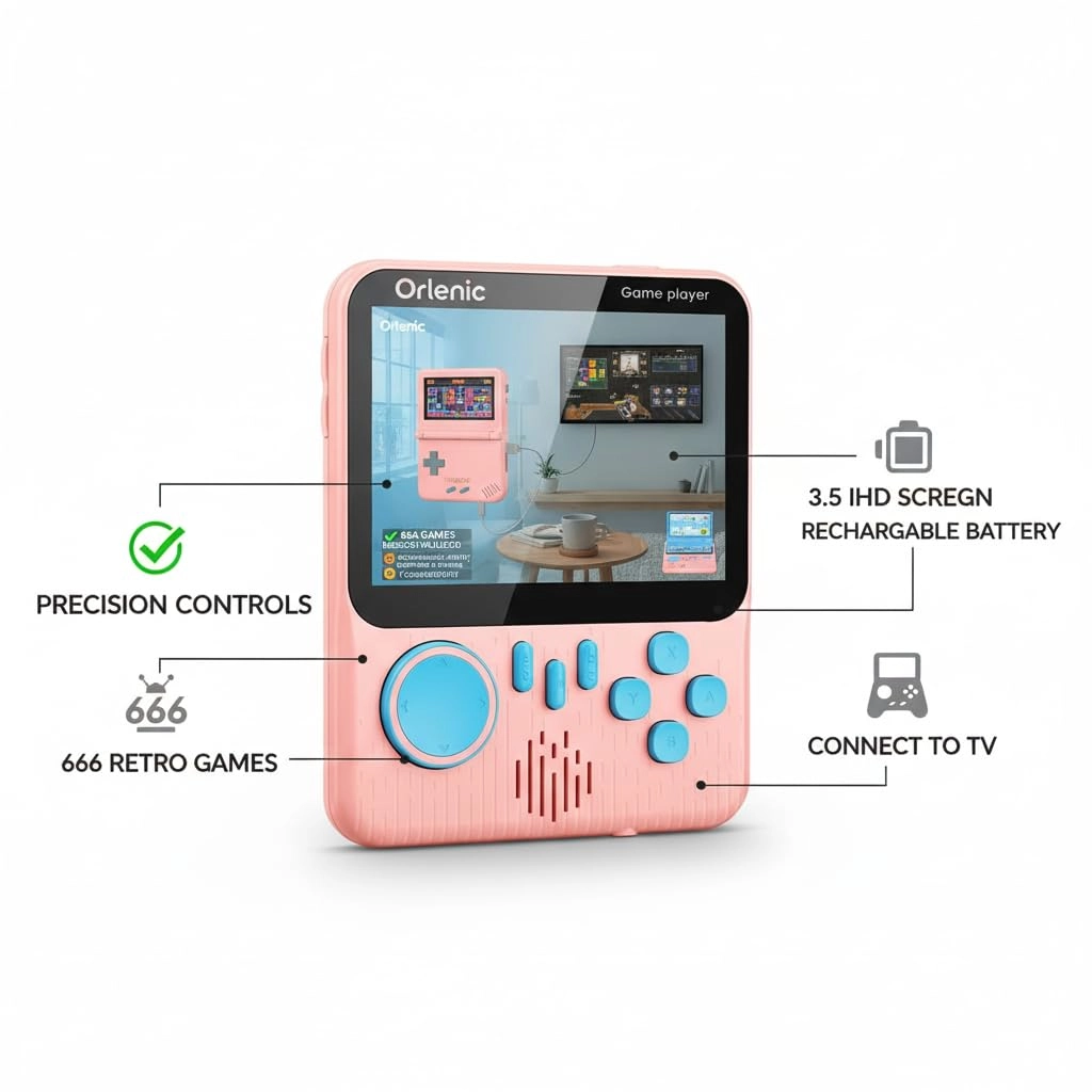 Handheld Game Console - 666 Retro Games 3.5 Inch LCD Screen