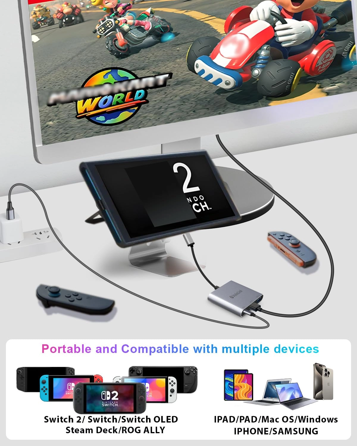 Switch 2 Dock Station - USB C NS2&1 Steam Deck Rog Ally Mobile Phone MacBook Laptops