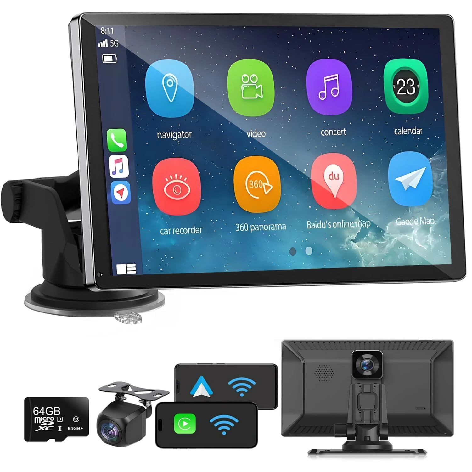 VisioDrive Wireless Apple Carplay Screen - 4K 1080p