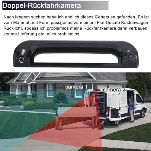 Rear View Mirror Monitor - 4.3 Inch Wired + Brake Light Camera - 1280 x 720 Night vision