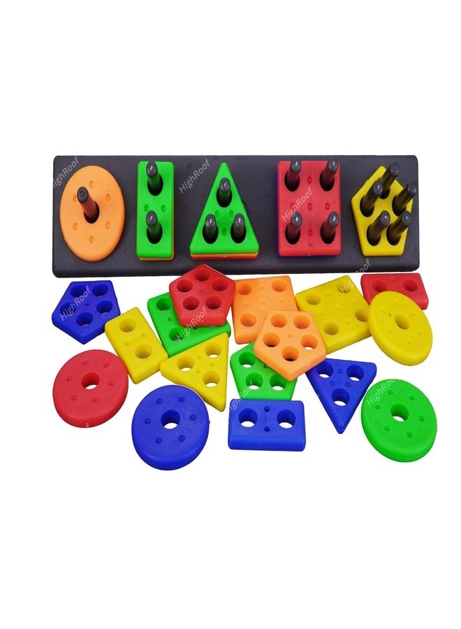 HighRoof Shapes Geometric Board Blocks - 25 Pieces