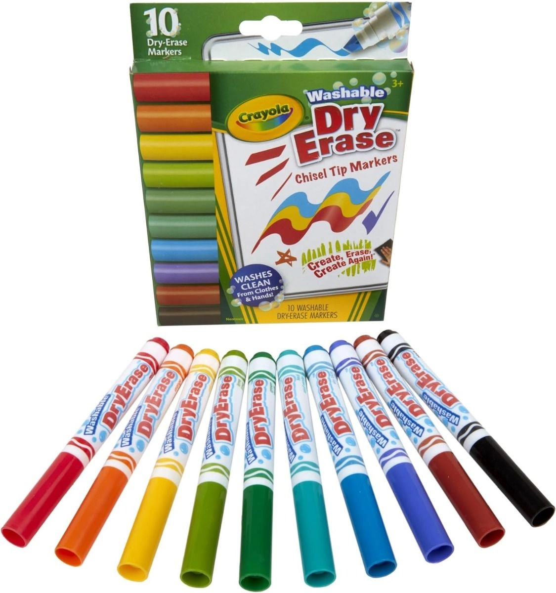 Crayola Wedge Tip Dry Erase Washable Markers - 10 Multi Colour