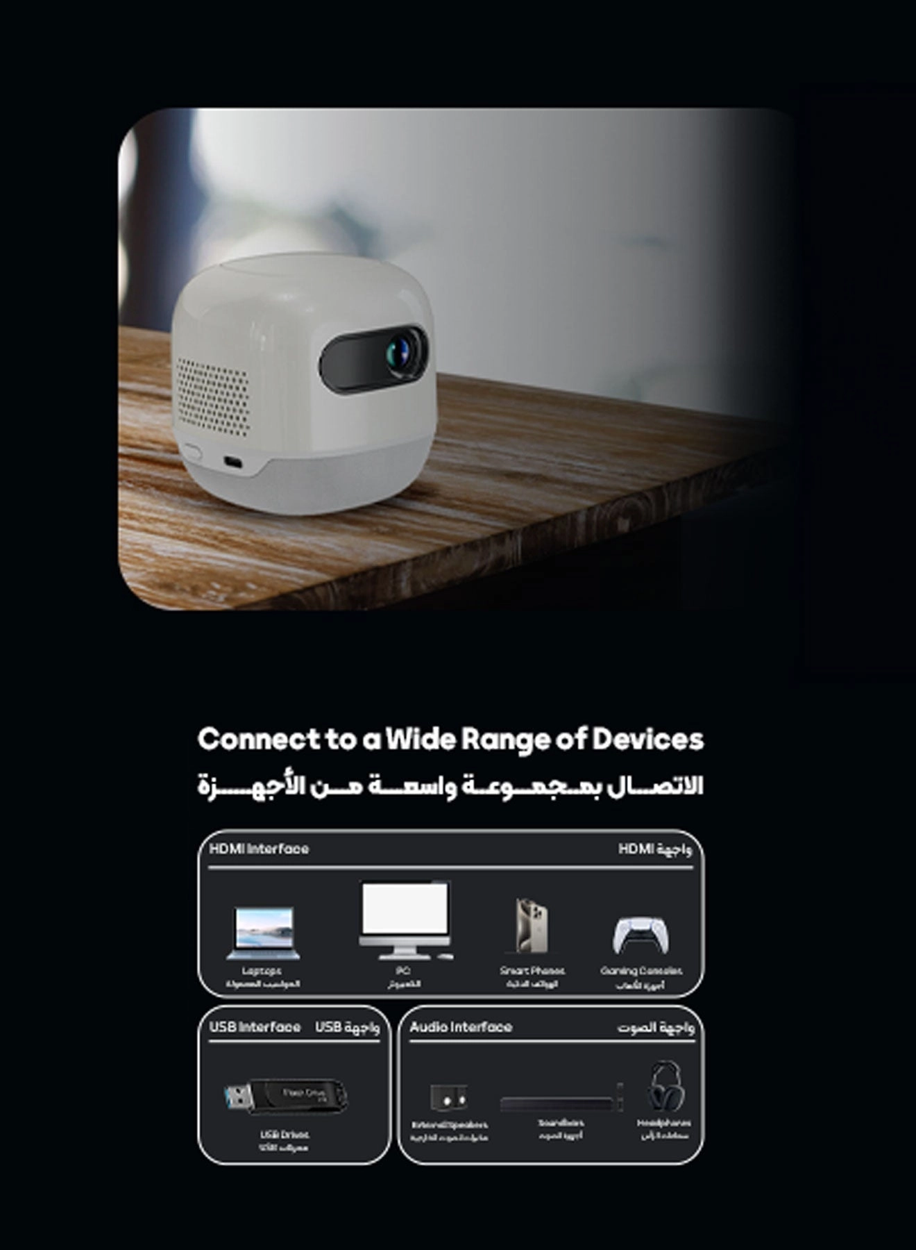 Mini Beam Portable Projector PWMPM2WH 100 ANSI lumens