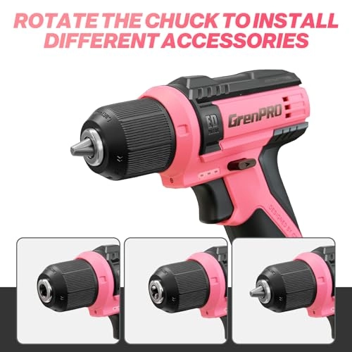 Cordless Drill - 8V Pink 3/8" Keyless Chuck