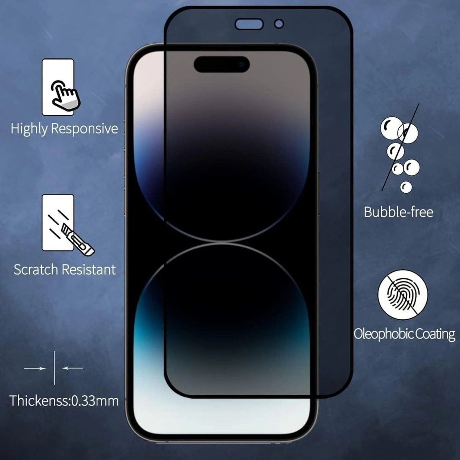 Privacy Tempered Glass Screen Protector for iPhone 15 Pro Max