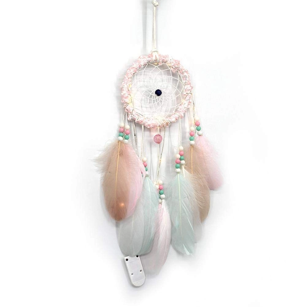 Dreamcatcher - Siderosphere, feathers, lines, wood beads.