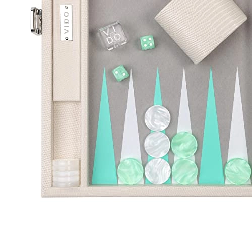 Backgammon Set - Medium Pink Crocodile Vegan Leather