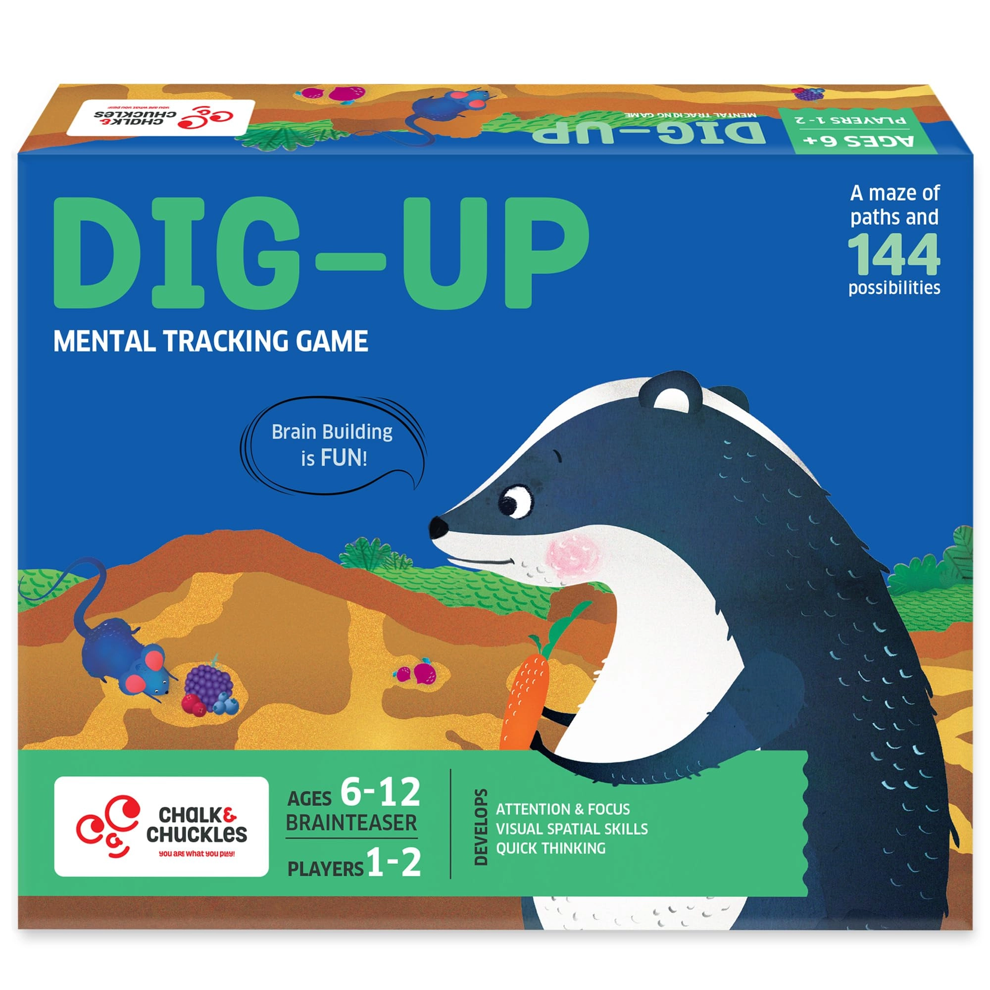 CHALK AND CHUCKLES Dig Up - Brain Teaser Board Game Ages 6-99 Multicolor