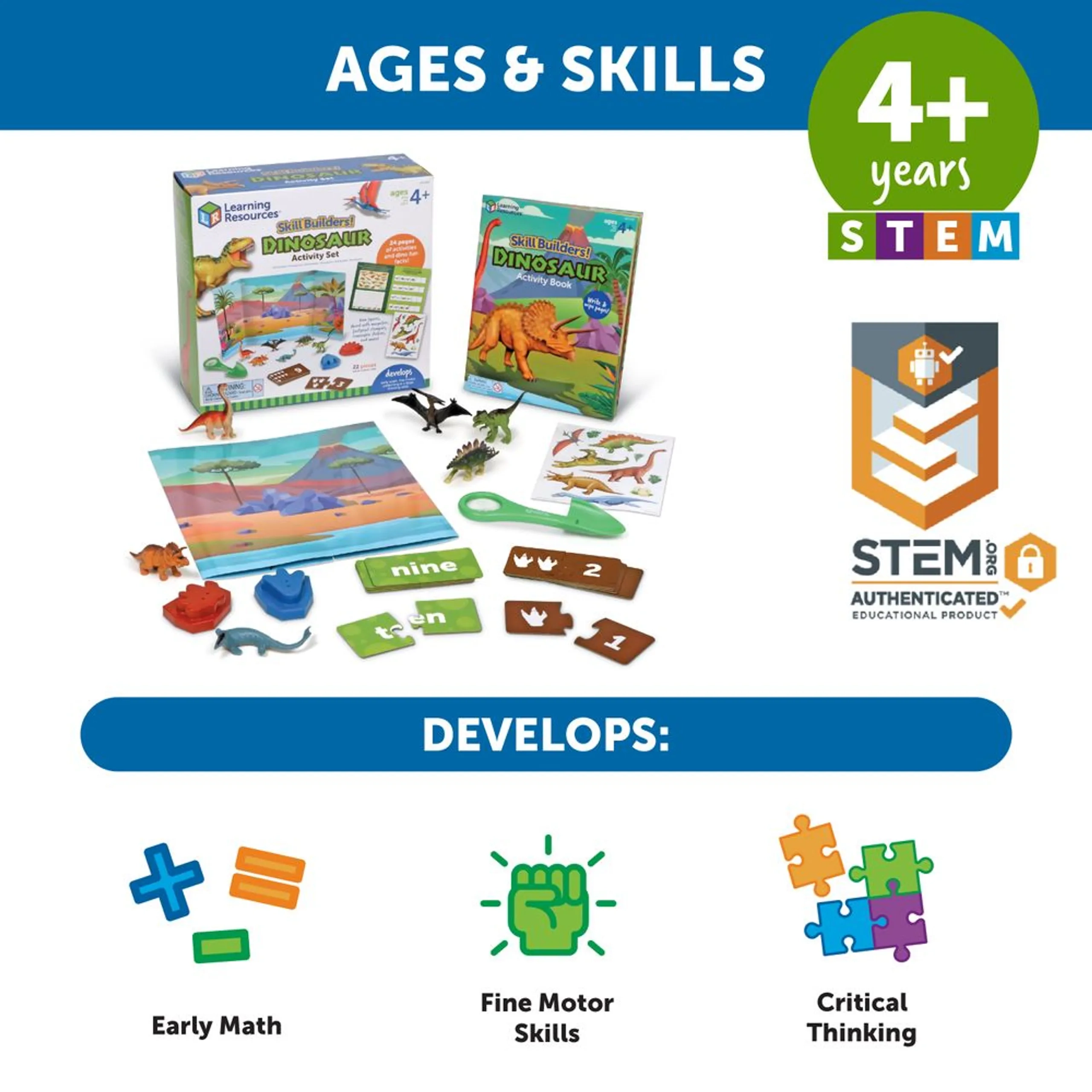 Skill Builders! Dinosaur Learning Set - 4+ 30 pieces
