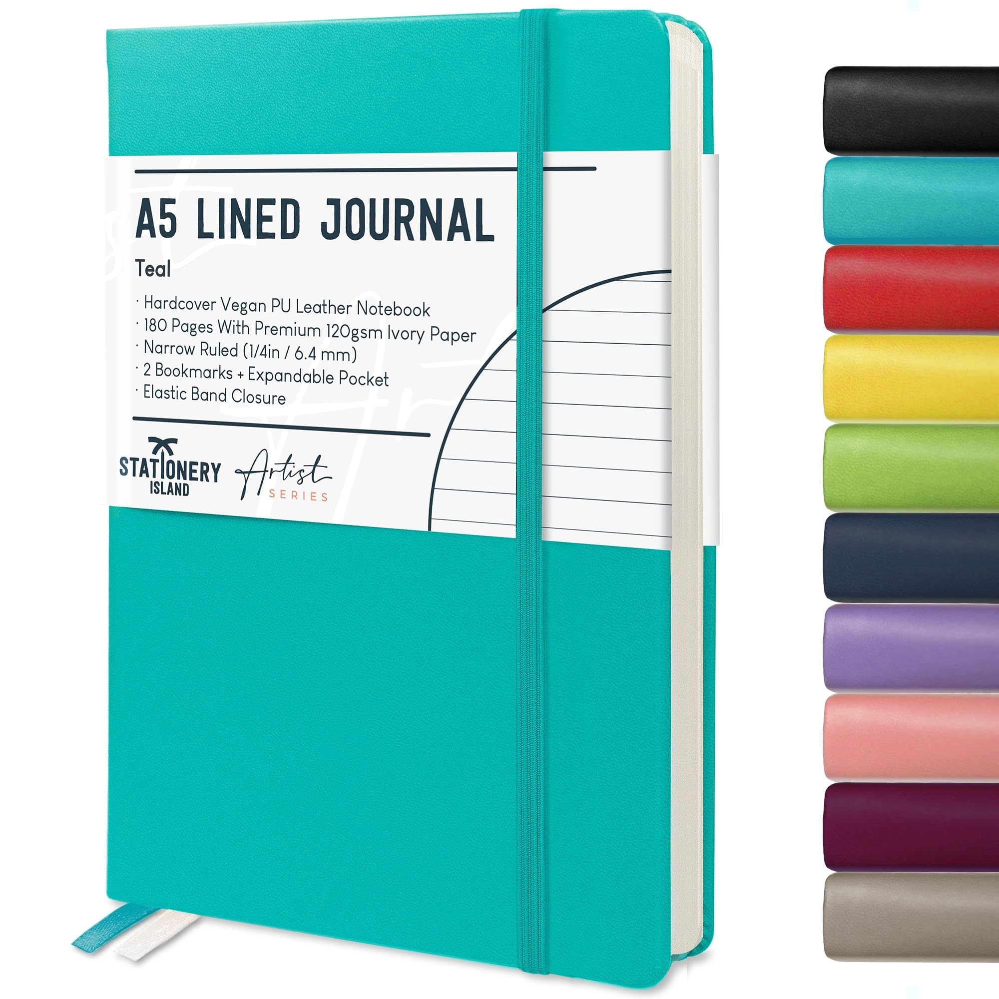 stationery island Lined Notebook A5 Hardcover - Lined 180 Pages