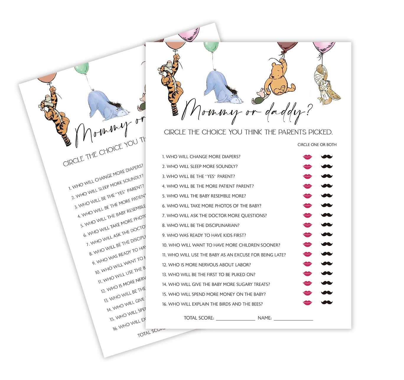 stizak Winnie Baby Shower Games - 30 pieces