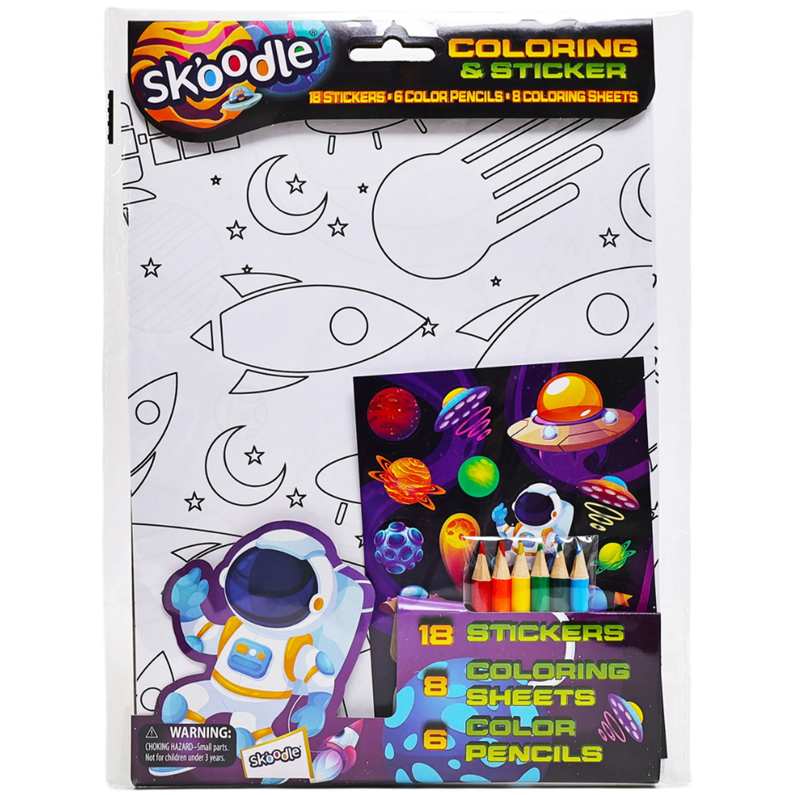 SKOODLE Coloring & Sticker Sheets - 6 Color Pencils