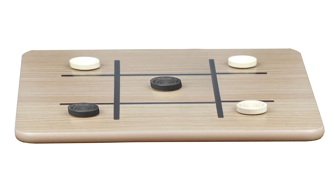 Reversible Wooden Board - Chess Checkers Tic-Tac-Toe