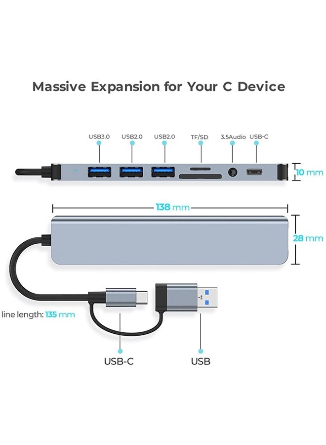 8-in-1 USB + Type C Converter - USB 3.0 SD/TF Card Reader