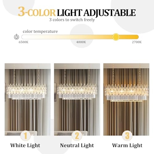 Luxury LED Crystal Chandelier - 3 Color Temperatures