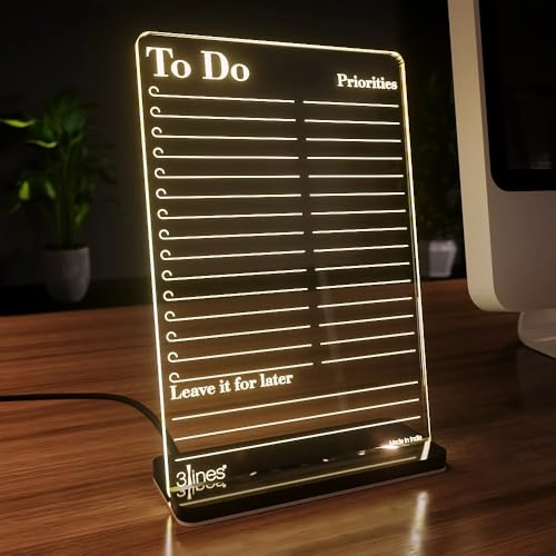 Glowrite LED Writing Board - To Do Priorities warm white