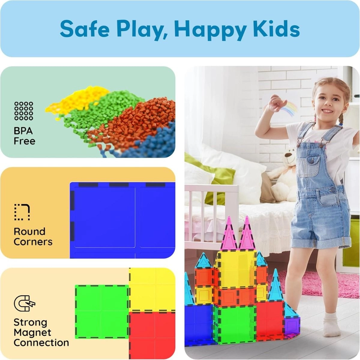 Magnetic Tiles Large Square Expansion Pack - 4 pcs