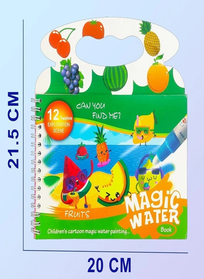 Water Magic Drawing Book - 15 Page Reusable Fruits Theme