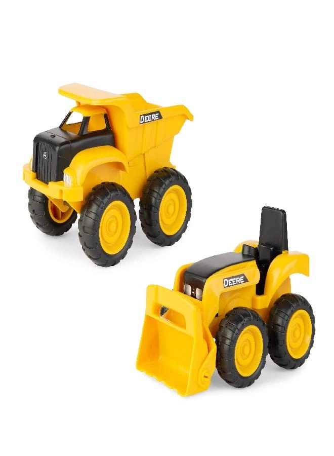 John Deere Dump Truck - working dump bed + Tractor - working front loader 2 pcs
