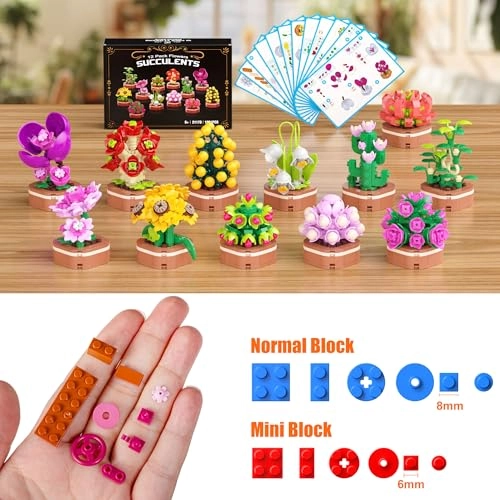 Flower Succulent Building Blocks Set - 1001 pcs Botanical
