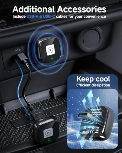 Wireless Car Play Adapter - Apple CarPlay Android Auto Plug & Play