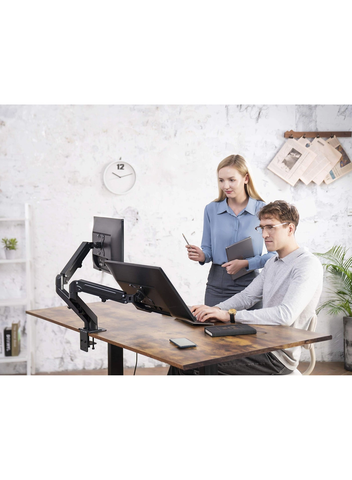 Dual LCD Monitor Desk Mount Stand - 2 27in