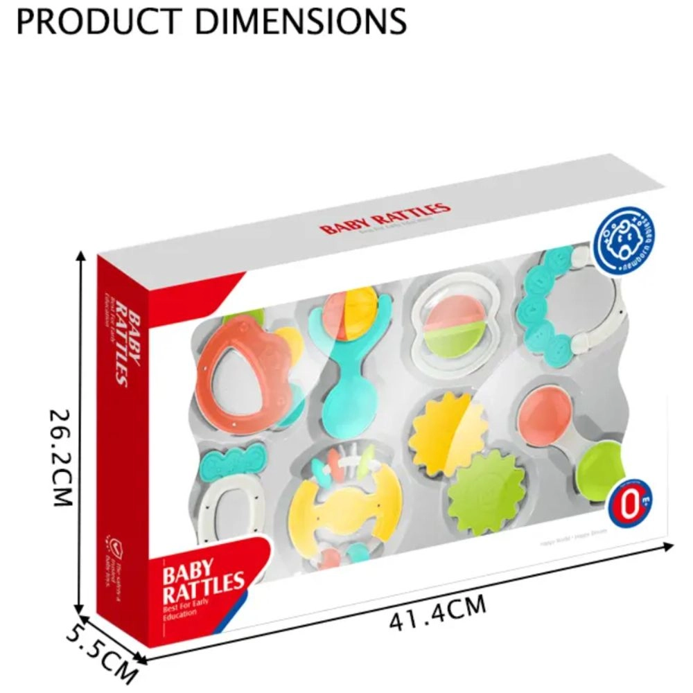 Baby Rattles And Teether Toy Set - Suitable for 0 month & above BPA-free, non-toxic, and baby-safe materials 8Pcs
