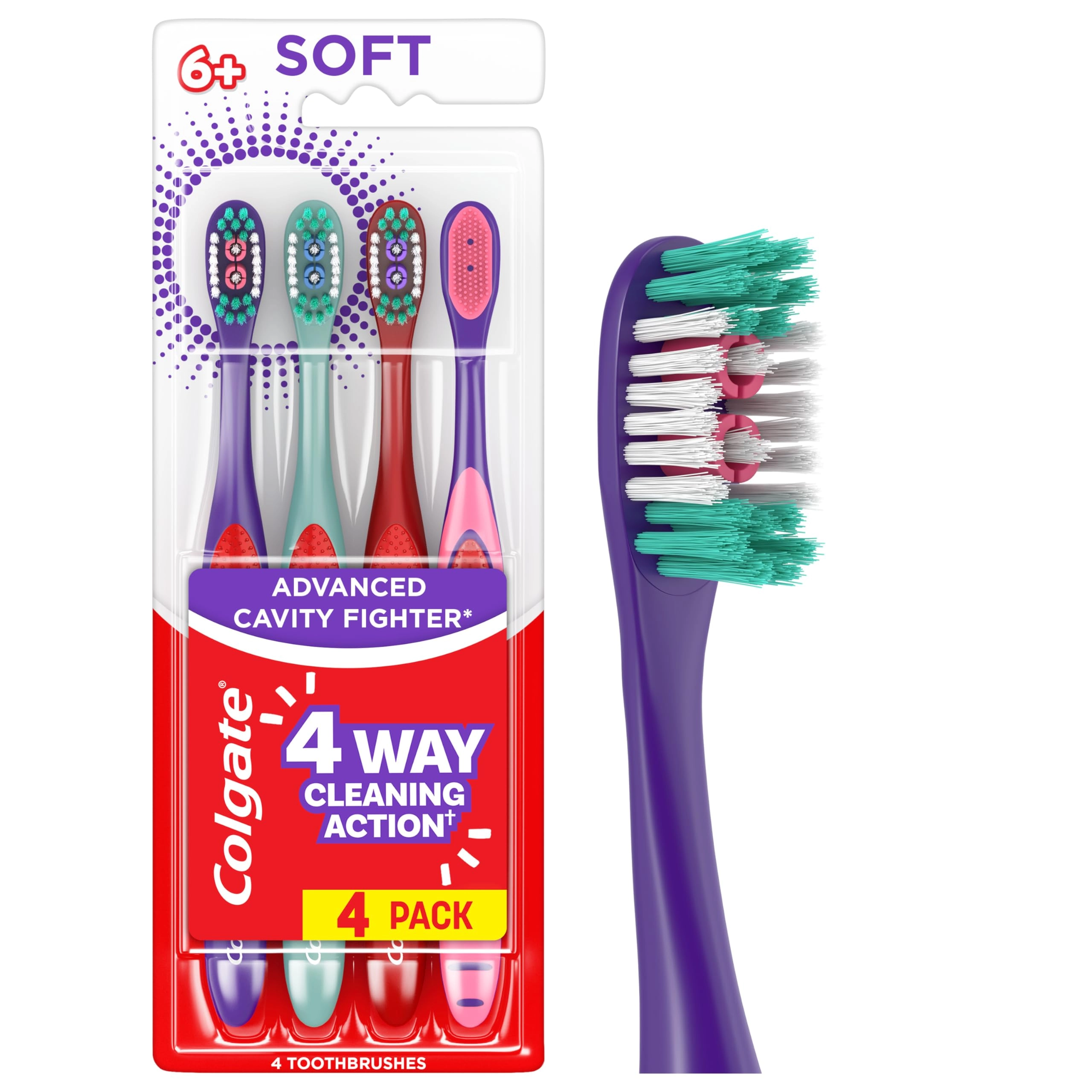 Colgate Advanced Cavity Fighter Kids Toothbrush - Extra Soft 4-Piece Pack