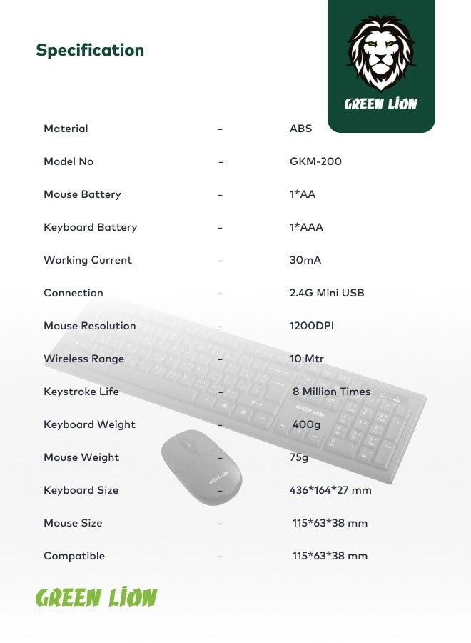 GKM-200 - Wireless Keyboard and Mouse Combo Black