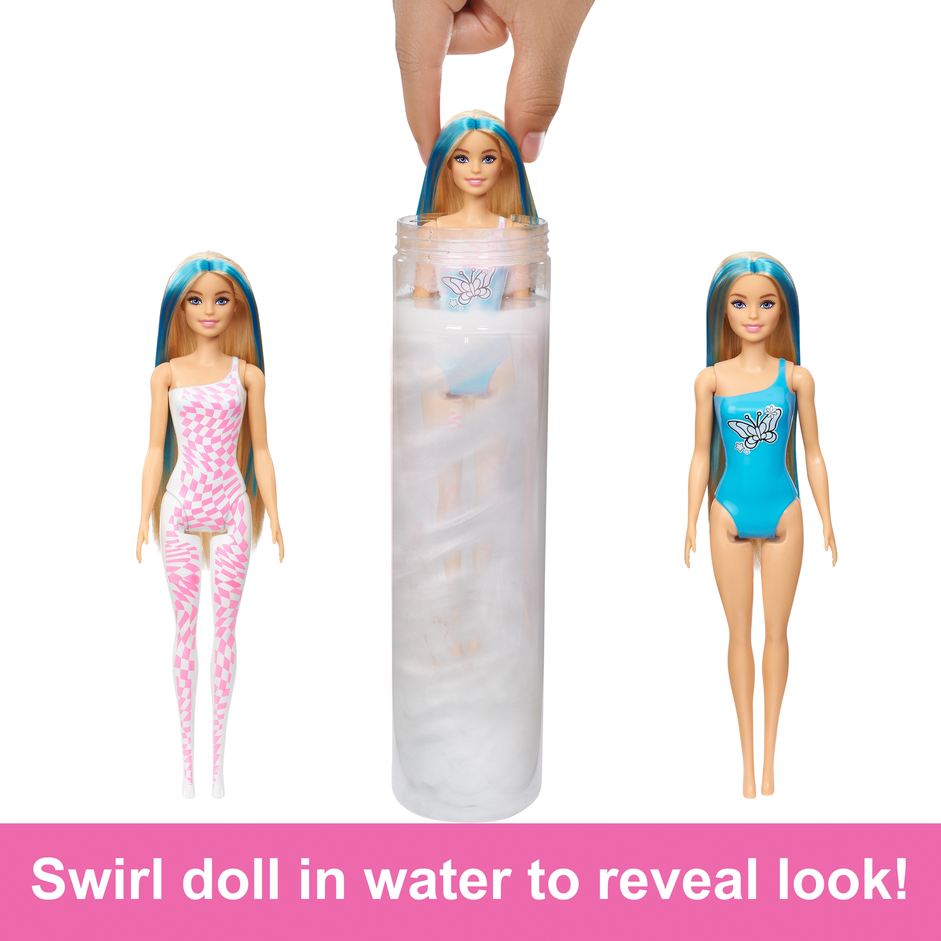 Barbie Color Reveal Glitter! Hair Swaps Doll - Glittery Blue 25 Hairstyling & Party-Themed Surprises Ages 3+