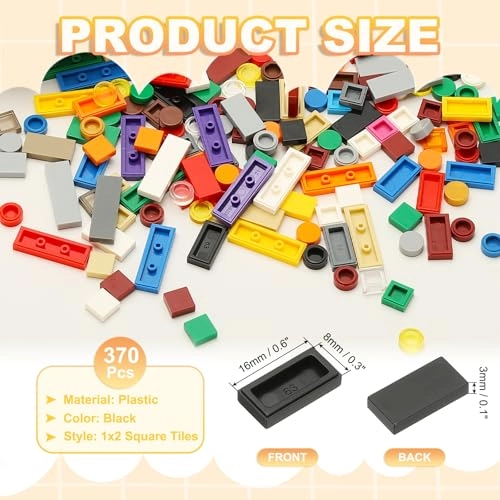 1x2 Square Tiles - 370pcs Block Bulk