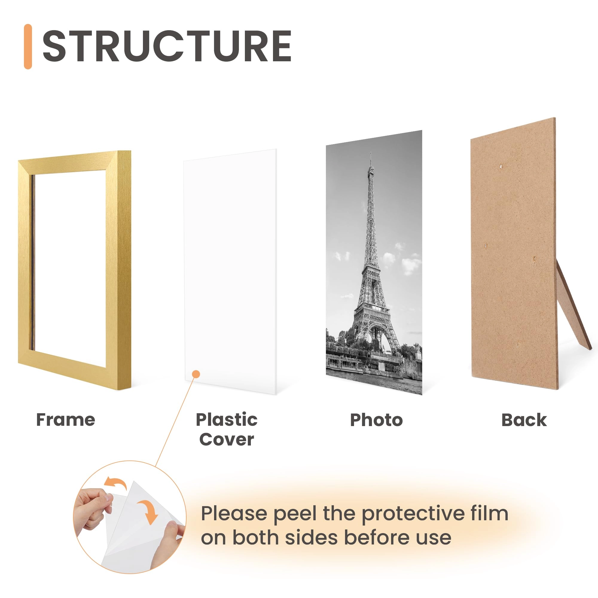 10 Pack Picture Frames - 8x10, 5x7, 4x6