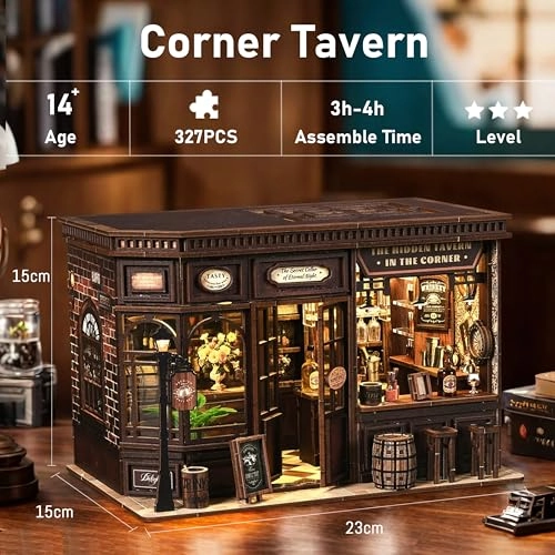 Corner Tavern - Book Nook Kit 327 pieces 3D Wooden Puzzle