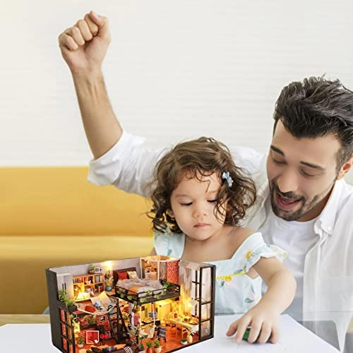 DIY Miniature Dollhouse Kit - Wooden LED Lights