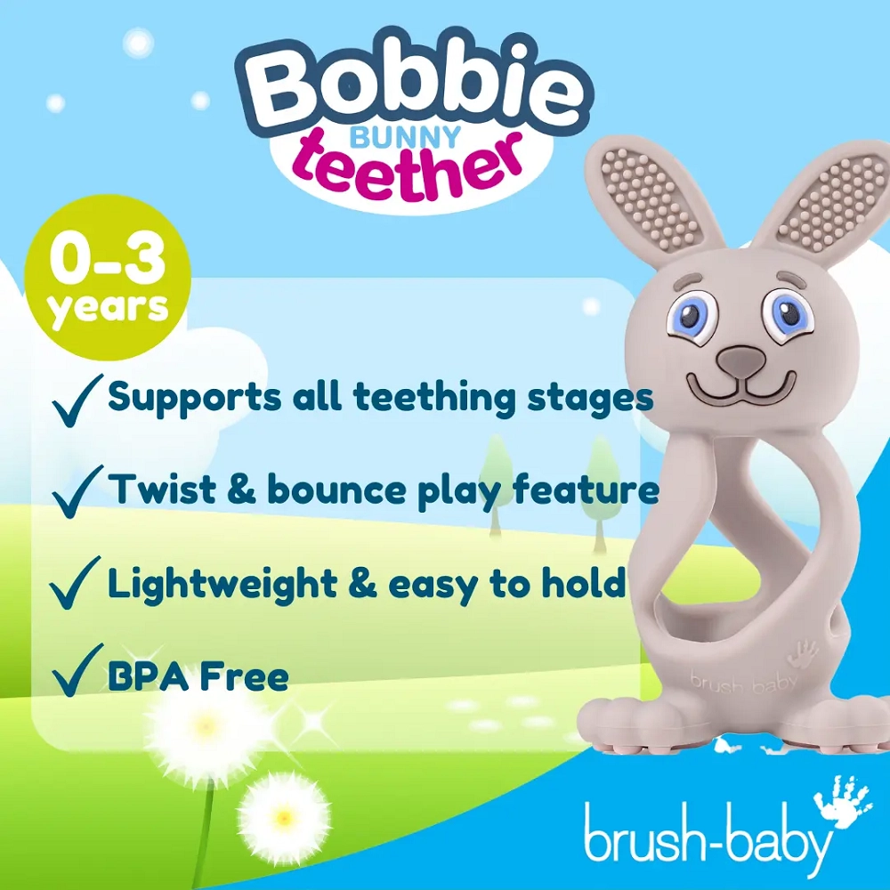 Bobbie Bunny Teether - non-toxic, soft, food-grade silicone