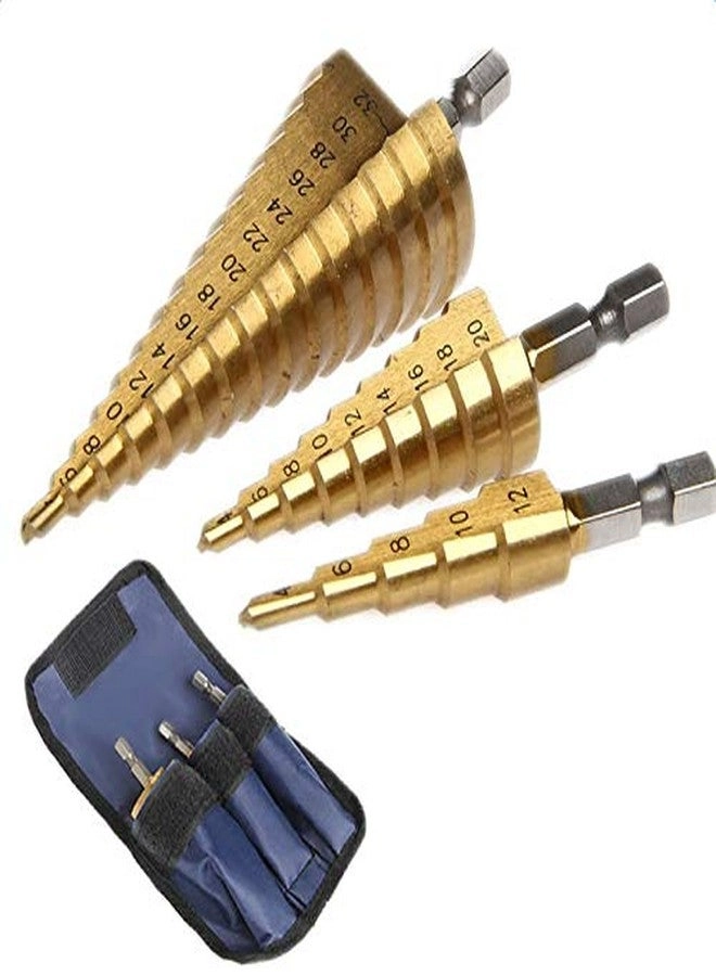 Digital Craft HSS Titanium Step Drill Bits - 3PC 4-12mm 4-20mm 4-32mm