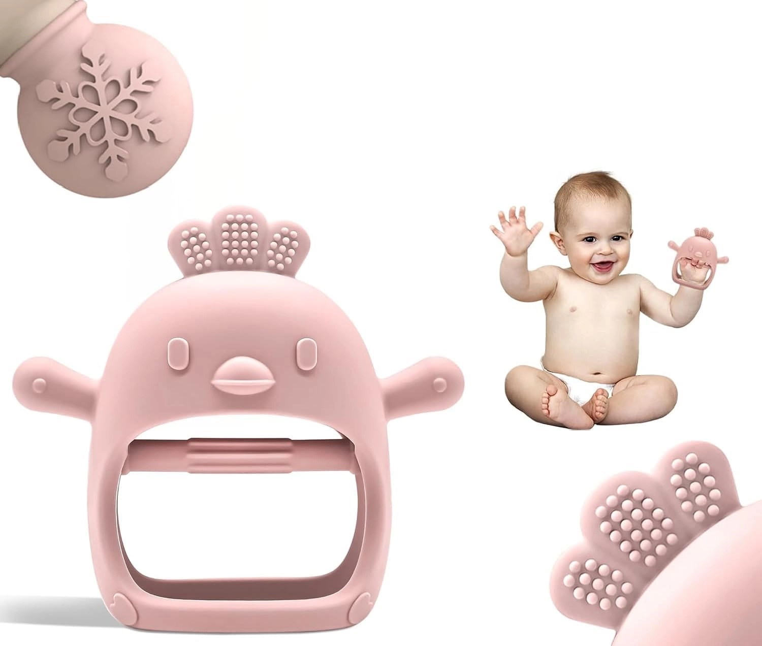 2 in 1 Teether - Beech Wood, Silicone