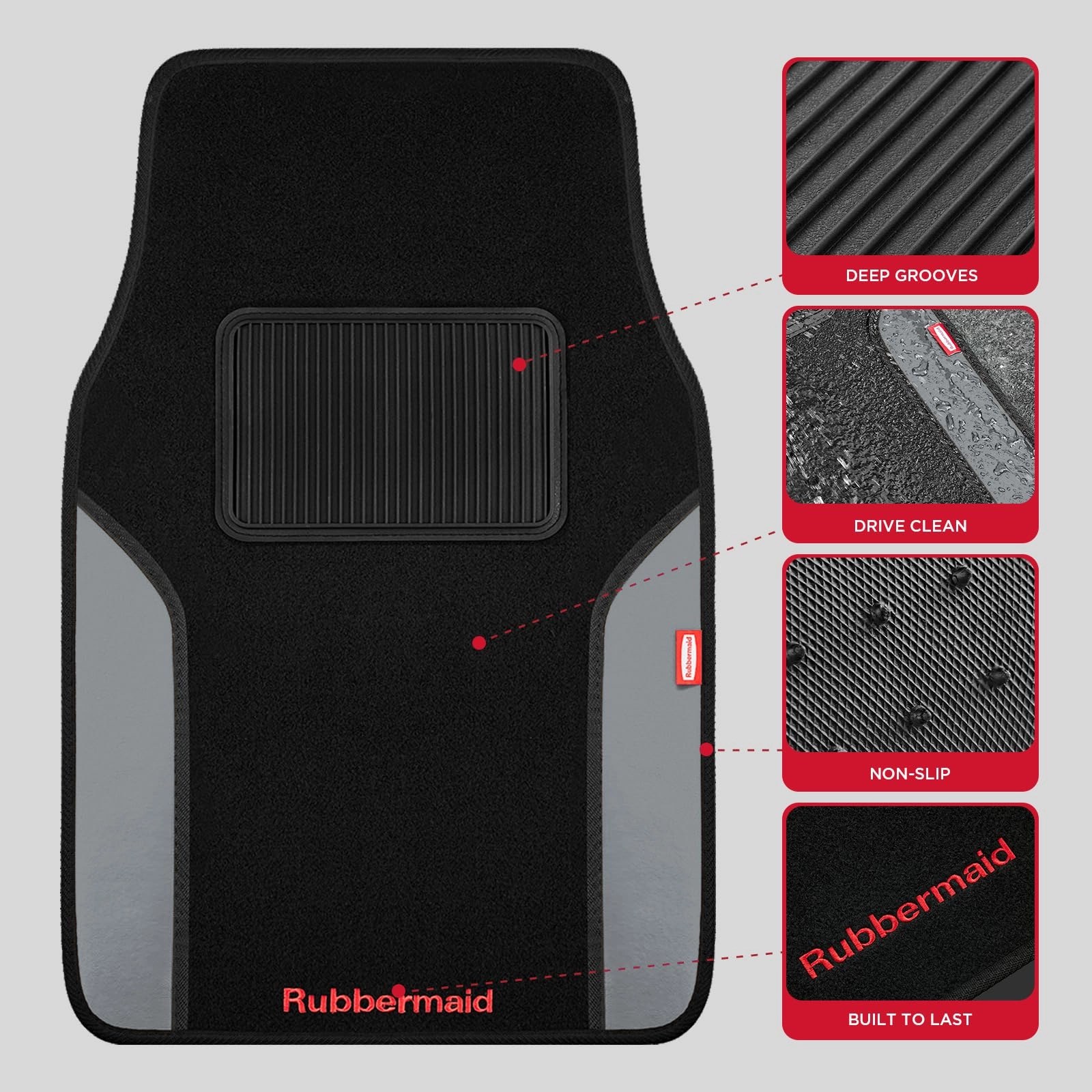 Car Mats - Gray Carpeted Universal Fit