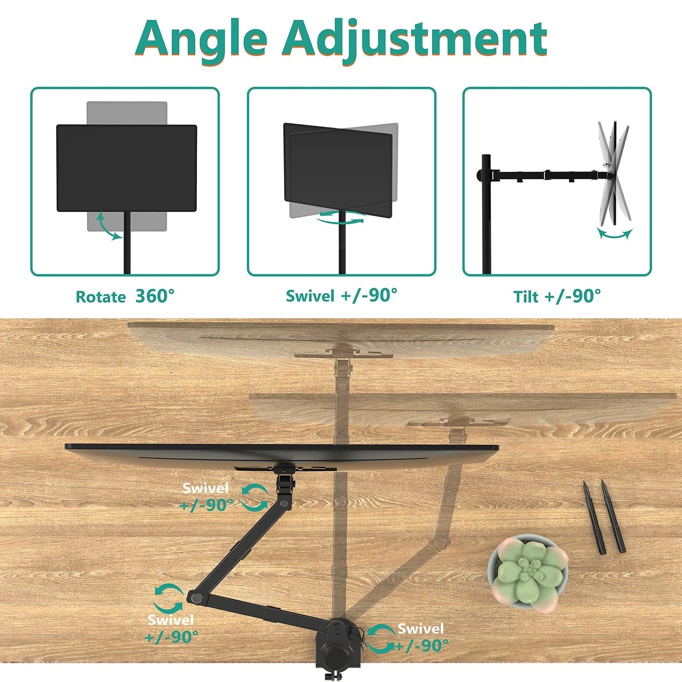 Gas Spring Desk Mount - 35 inch VESA 75 and 100