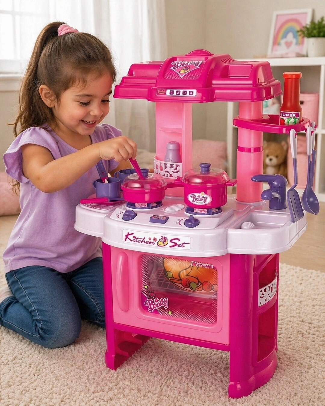 Pretend Cooking Kitchen Set - Interactive Light and Sound