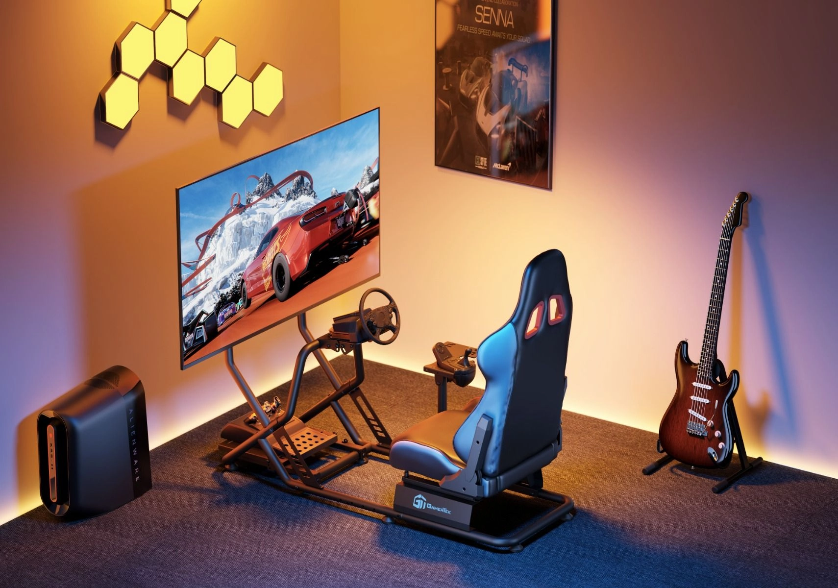 GridMaster Racing Cockpit - High Quality PU 180MM Seat Adjustment