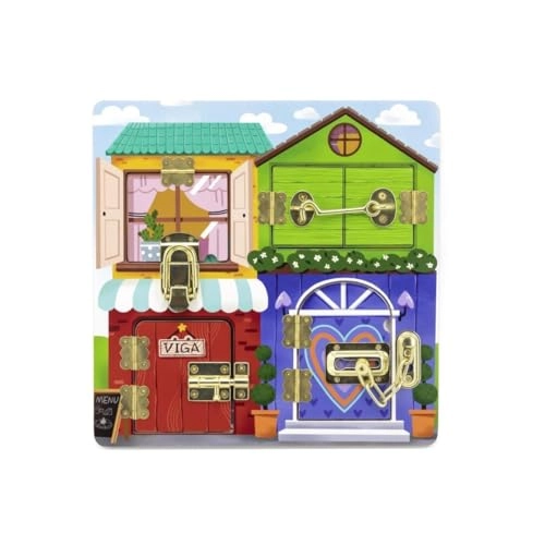 Wooden Manipulation Board Lock and Latch House - 16 months and up 1 pieces