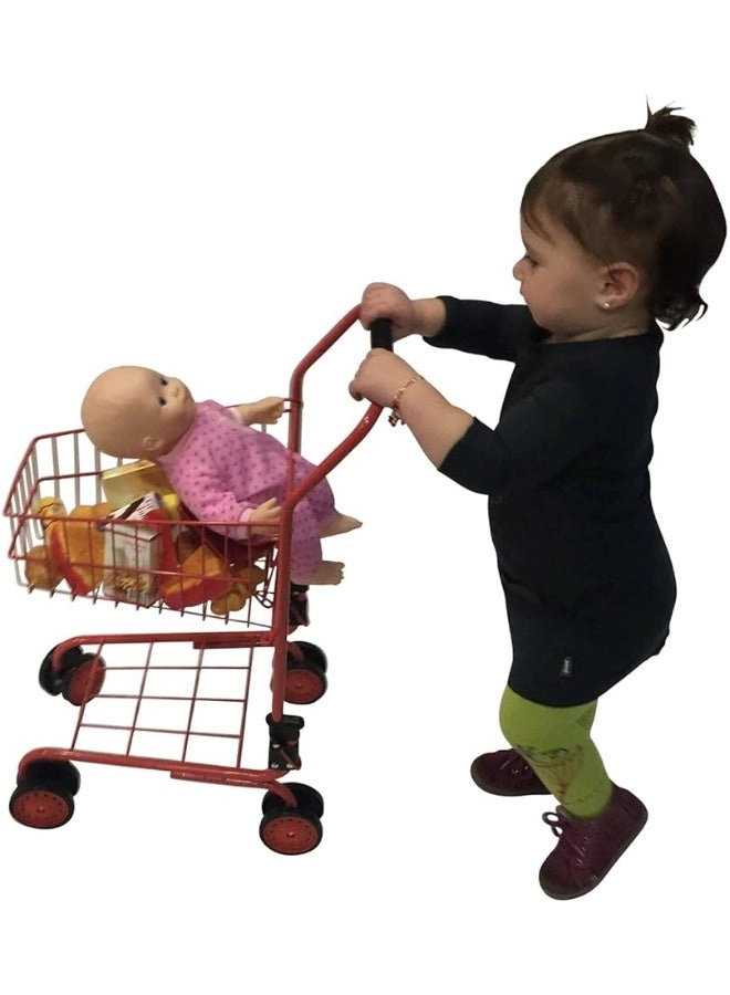 Toy Shopping Cart - Includes Food Folds for Easy Storage Red