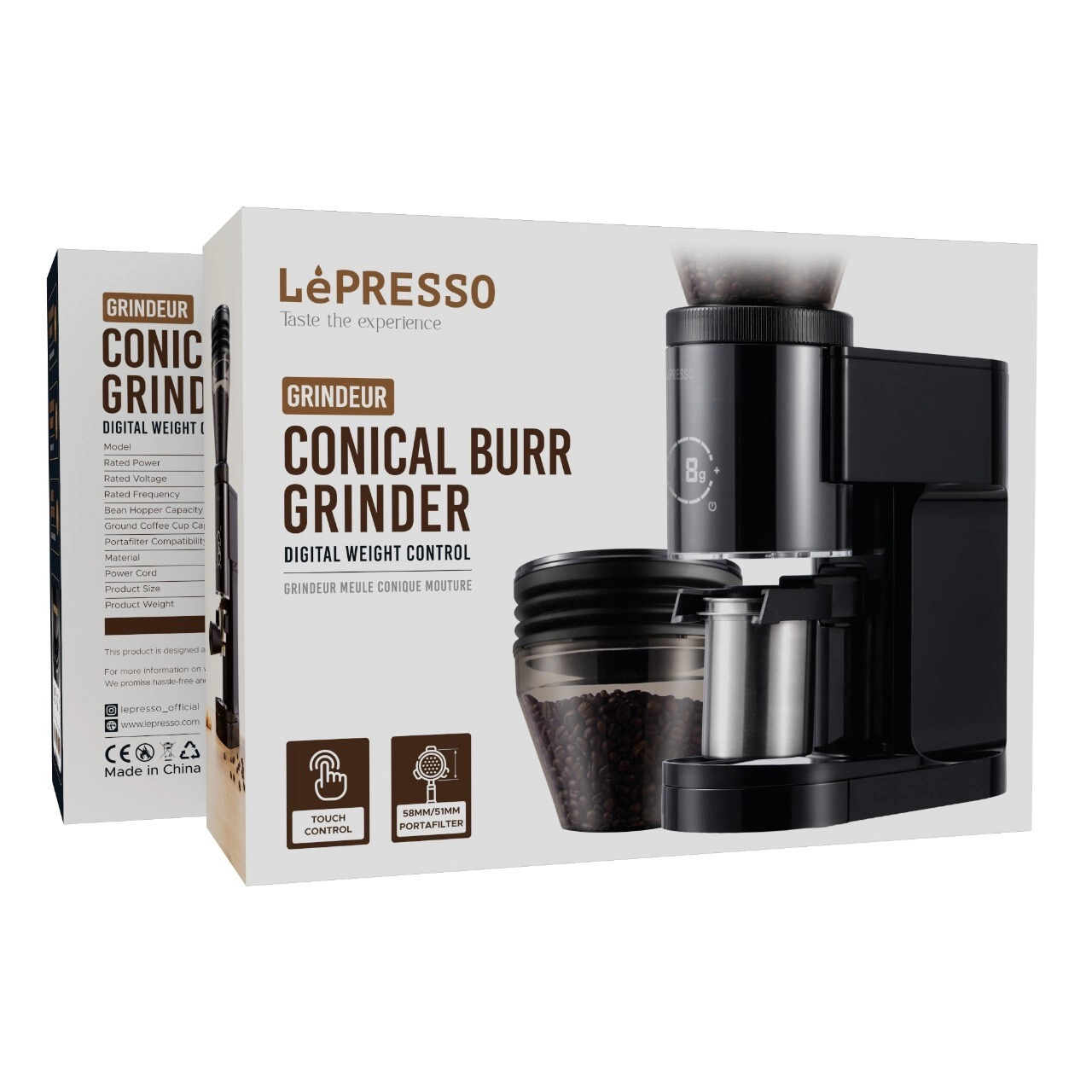 Precision Conical Burr Grinder - Digital Weight Control 150W