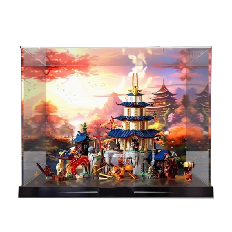 Clear Acrylic Display Case - 55x50x25cm Wood Bottom+top Light