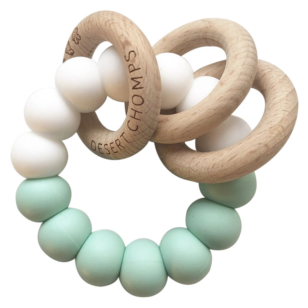 Desert Chomps Trio Rattle Teether - 3 months Beech Wood Silicone