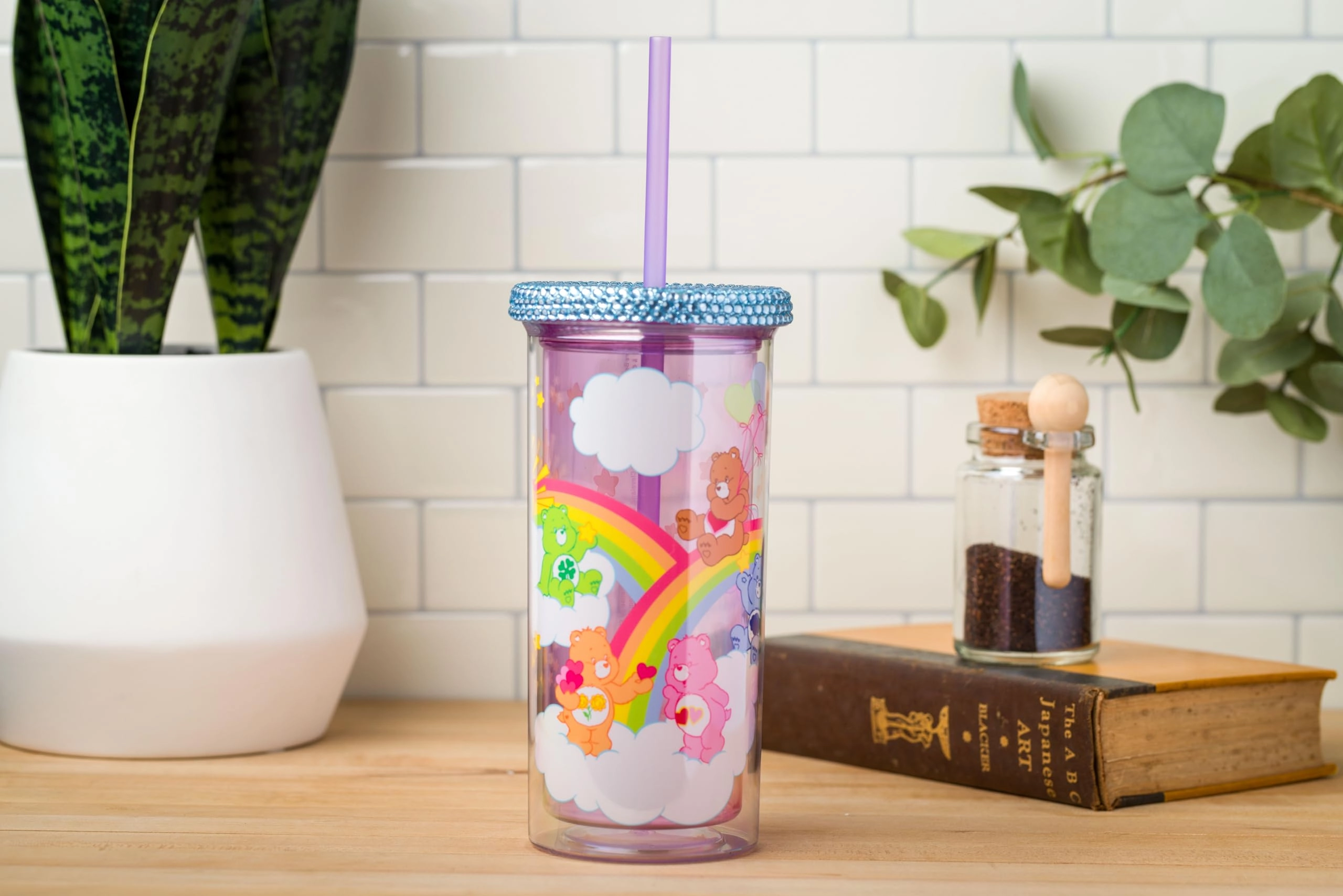 Care Bears Reusable Cup - 1 pcs Rhinestone Lid Straw